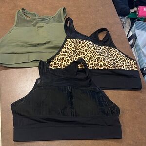 Zyia Set of Three All Star ⭐️ Sports Bras - Green, Leopard, and Black - XXL